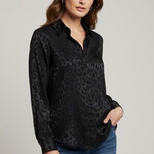 Elegant Black Leopard Print Women's Top